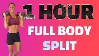 1 HOUR FULL BODY FAT BURNING SPLIT DUMBBELL WORKOUT | AT HOME