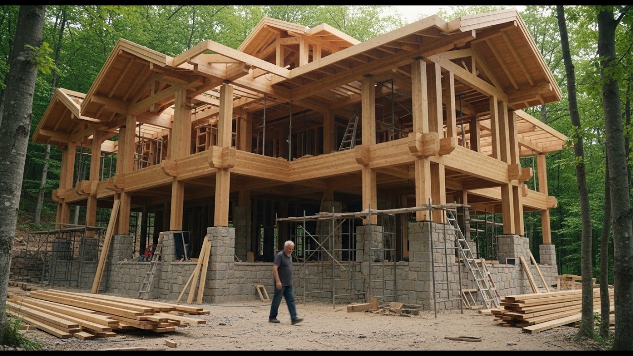 Этот 60-летний мужчина строит деревянную виллу в лесу для своих внуков!