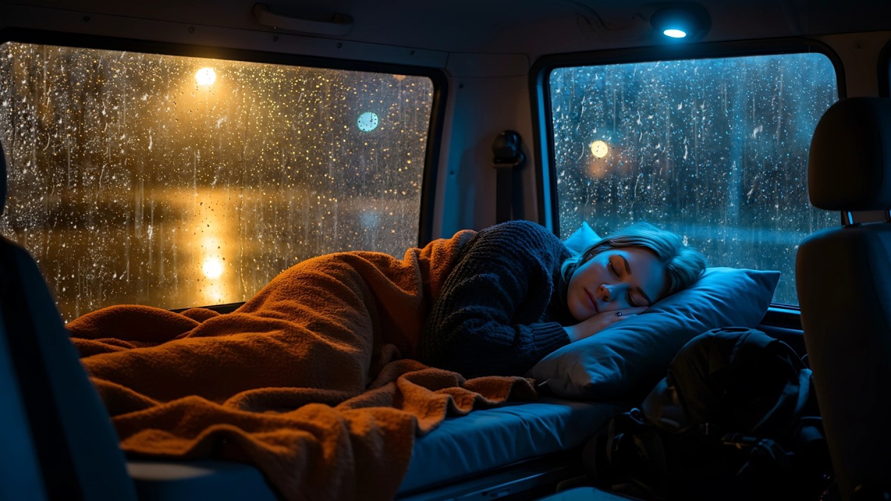 🌩️Rain & Thunder 🌧️Heavy Downpour in Safe Car Sleep Instantly