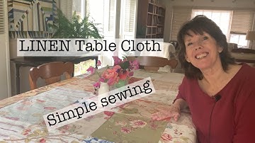 Make a LINEN table cloth | simple sewing | patchwork | sew along with me