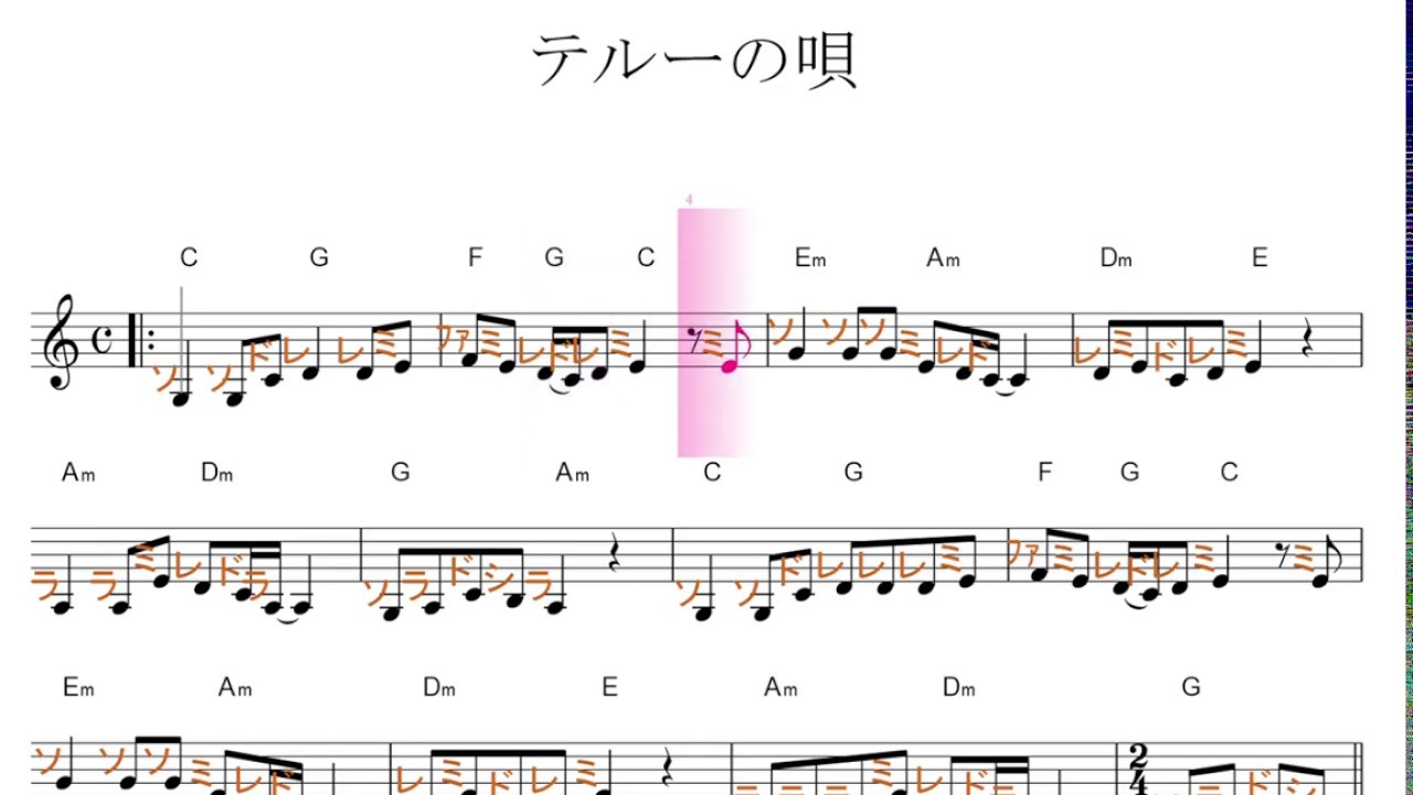 テルーの唄 ゲド戦記 Key C ドレミで歌う楽譜 コード付き Youtube