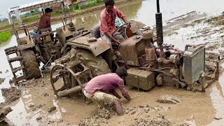 Old Model Mahindra 475 Di Stuck In Mud Badly Swaraj 735 Fe Pulling But Failed