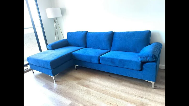 Apartment home condo L shaped Sectional Sofa Couch Navy Blue Velvet New