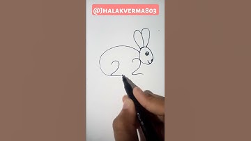 How  to draw rabbit drawing from 22 number easy step by step #drawing #trendingshorts #shorts