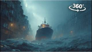 360° Tsunami wave hits the city - escape the ship VR 360 interactive videos