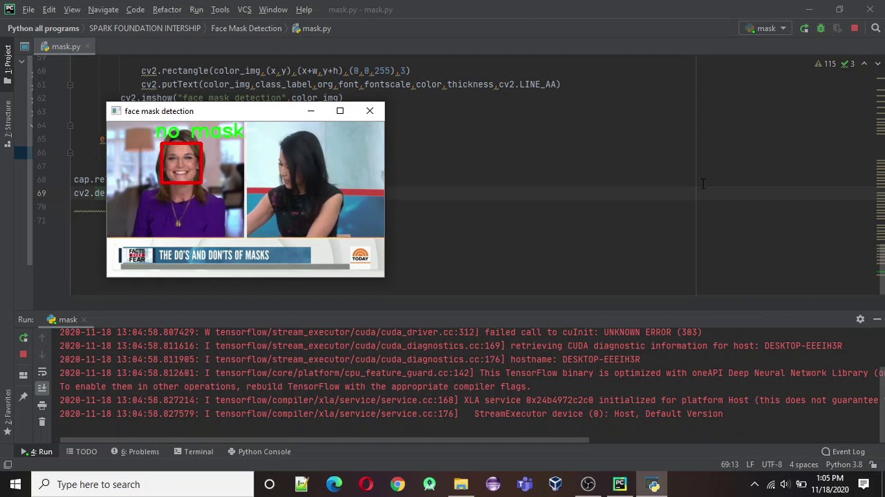 Face Mask Detection Using OpenCV and DeepLearning(CNN)