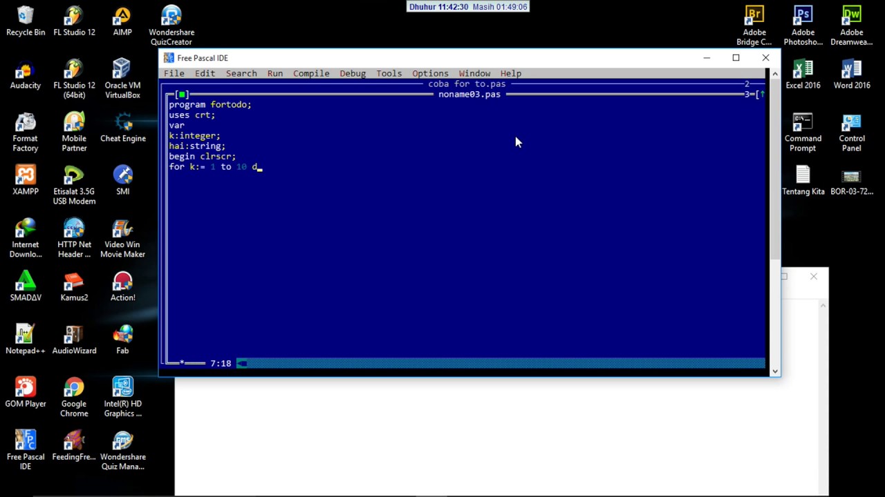 start programming using object pascal - free computer,... Cara membuat Program For to do menggunakan free pascal - YouTube