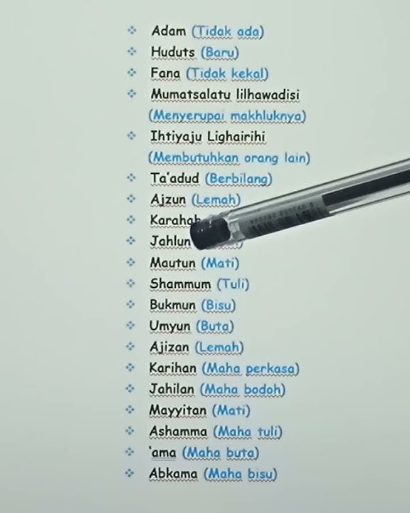 Sifat Mustahil Bagi Allah
