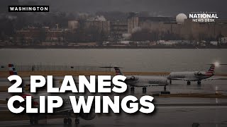 American Airlines plane wing strikes another flight on taxiway at Reagan National Airport