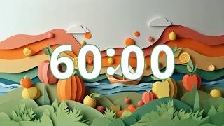 60 Minute Timer — Paper Cut Autumn Harvest + Soft Bell | Whimsical, Cozy, Pastoral, No Music screenshot 4