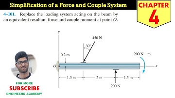 4-101 Equivalent Force Couple System Chapter 4 (Hibbeler Statics 14th Ed) Engineers Academy