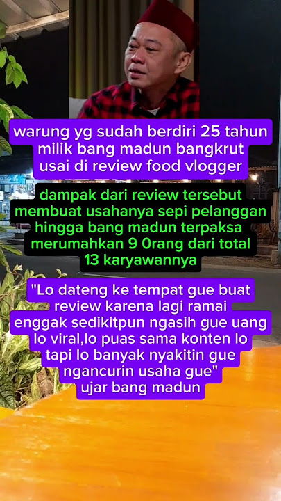 warung nyak kopsyah milik bang madun,bangkrut setelah di review food vlogger #kabarartis