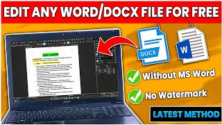 How to Edit Any Word/Docx File on PC/Laptop Windows - 2024 For Free⚡2 Ways🤯Free Word File Editor
