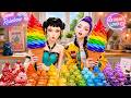 Kpop Demon Hunters Ice Cream🌈Giant Rainbow Soft Serve Challenge with Zoey & Rumi ✨Mini Cakes