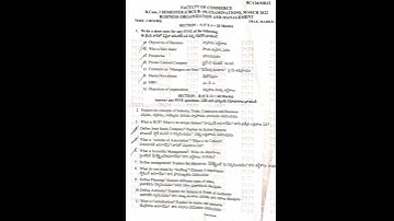 satavahana university degree 1st semester bom model question paper #satavahanauniversity #su  #knr