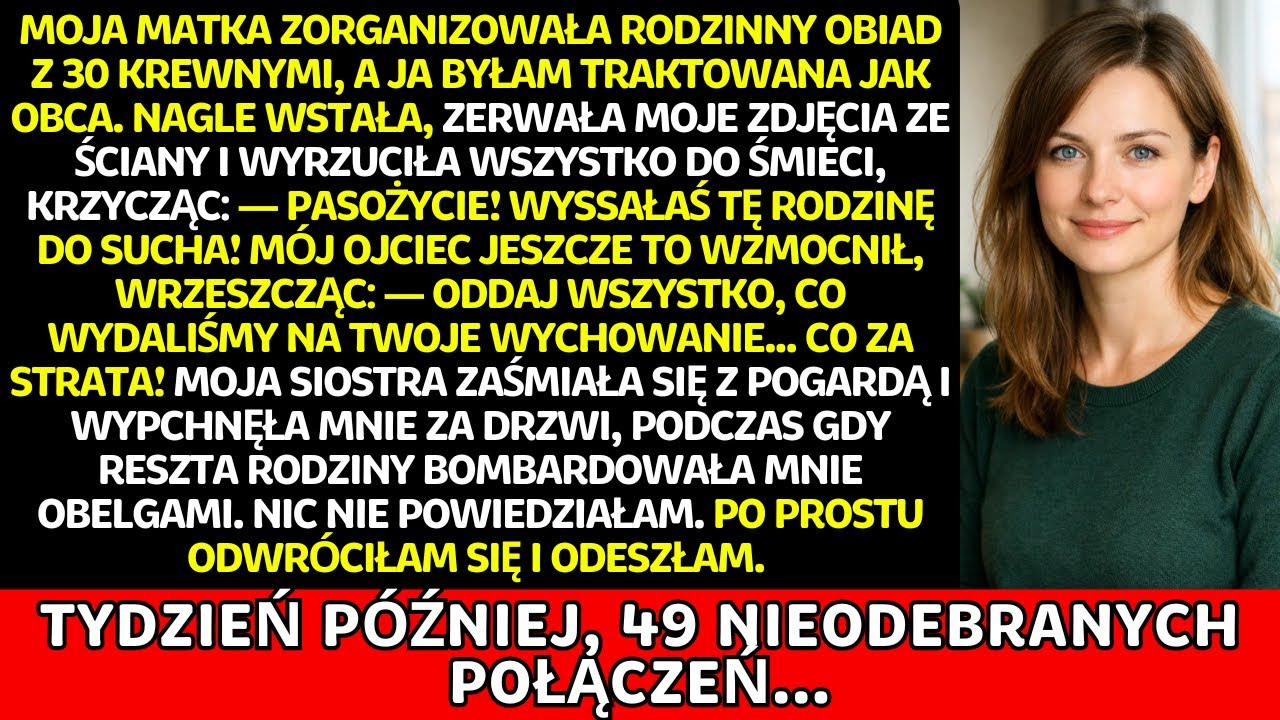 Matka zorganizowała obiad z 30 krewnymi, a mnie zignorowała i traktowała jak obcego.