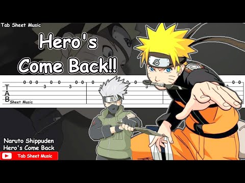 Naruto Shippuden OP 1 - Hero's Come Back Guitar Tutorial