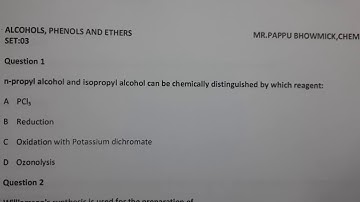MCQ on Alcohol,Phenol & Ether,SET:03,Mr.Pappu Bhowmick