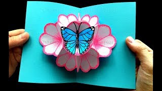 Pop Up Card: Flower and a butterfly   DIY gifts for mother's day / easter  DIY