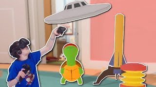 TURTLE HELPS BABY DESTROY UFO!? - Baby Hands VR Gameplay - HTC Vive Baby Simulator