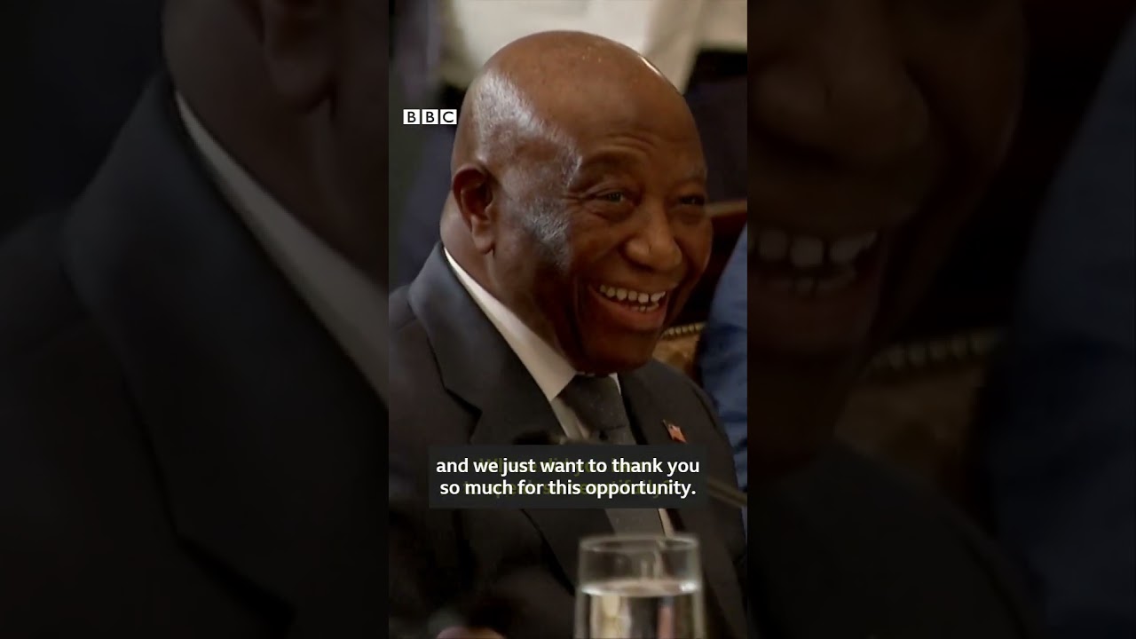 Trump praises Liberian president's 'beautiful English' - BBC Africa