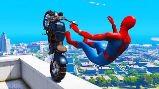 Gta 5 Spiderman Motorcycle Stunts Spider-Man Jumps & Fails