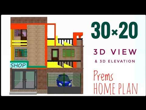 30 by 20 house plan with shop and car parking | modern elevation 3d ...