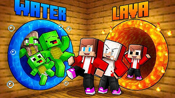 JJ en Mikey: ELEMENTAL Kies de juiste tunnel Familiegevecht in Minecraft - Maizen