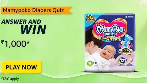 Amazon Mamypoko Diapers Quiz | 3rd May 2023