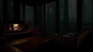 Relaxing Night in the Forest  Fireplace, Rain and Natural Melody for a Regenerating Sleep