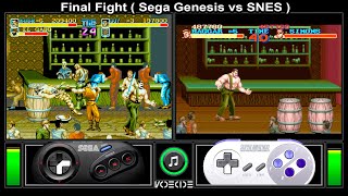 Final Fight (Sega Genesis vs SNES) Gameplay Comparison