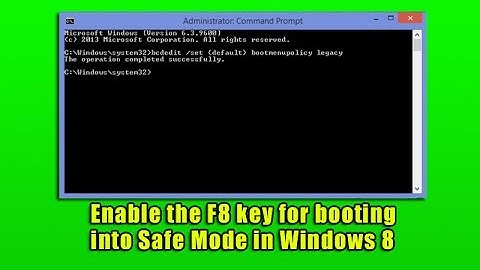 Enable the F8 key for booting into Safe Mode in Windows 8