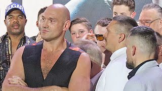 Tyson Fury REFUSES face off with Oleksandr Usyk after he steps to him &amp; shows no fear!