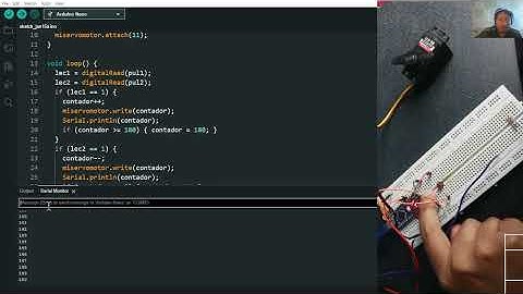 Programación de un servo motor paso a paso con dos pulsadores
