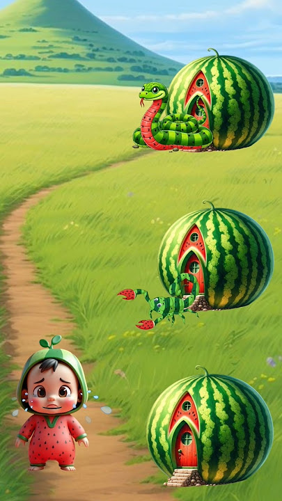 Babby Watermelon is Scared #shorts #cartoon #animation