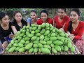Wow 30 kg mango fruit with shrimp paste recipe in my village