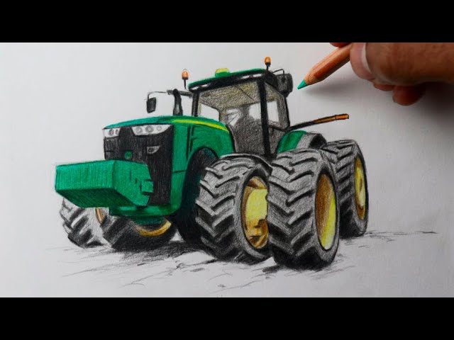 Como desenhar um trator passo a passo fácil (how to draw a tractor easy  step by step) 