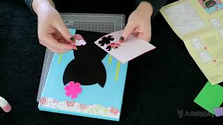 Making a cute cat collage with felt and paper | ASMR Art & Craft | No talking screenshot 2
