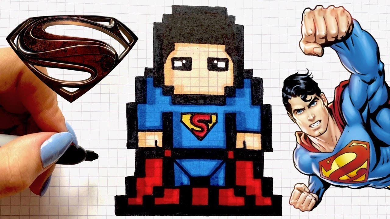 TUTO DESSIN SUPER MAN PIXEL ART DC YouTube