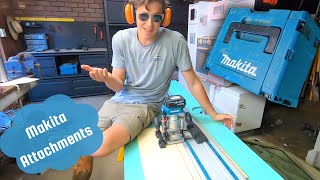 Makita's Trimmer Attachments|| Plunge base with the track guide||