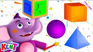 Impara le forme con il cubo puzzle | Cartone animato educativo per bambini | Kent elefante italiano
