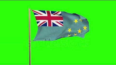 Tuvalu flag waving in the wind. Green screen, alpha matte. Loopable animation Stock video by