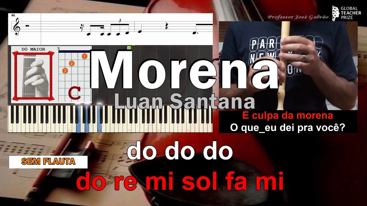 Morena Luan Santana Letra Karaoke Notas Flauta Cifra Guitar Acordes ...