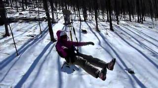 Flying down "The Yo-Yo" zipline at Hunter Mountain NY (rider view)