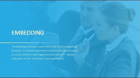 Embedding Business Continuity