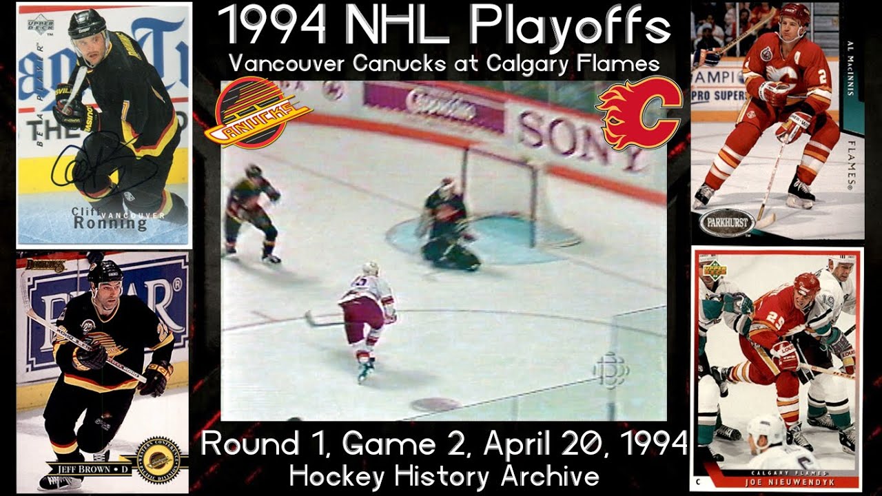 1994 R1G2 Calgary Flames vs Vancouver Canucks. (Pavel Bure vs Theoren Fleury). HD VHS to Digital