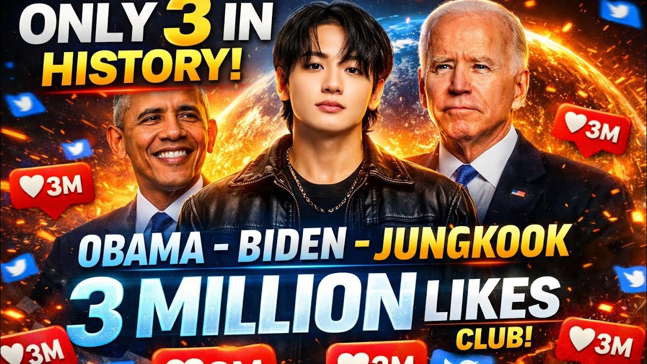 Jungkook Makes History "  Only Idol in the World Alongside Obama & Biden to Hit 3M Like.