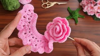 3D⚡💯Crochet Flower💯👌 Very easy crochet rose flower making for beginners. #crochet