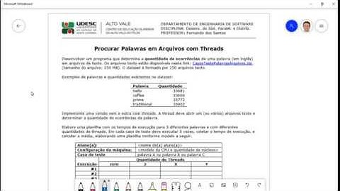 Programação Concorrente: Exercício de Procurar Palavra em Arquivos com Threads