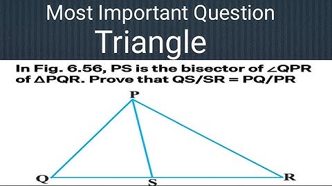 PS is a Bisector of Angle QPR of Triangle PQR. Prove that QS/SR = PQ/PR.Triangle optional class 10